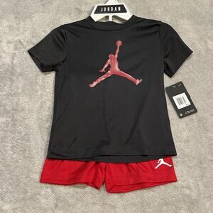 Air Jordan Outfit Set Youth 4T Black Red Jumpman Shirt Shorts Boys Set NEW